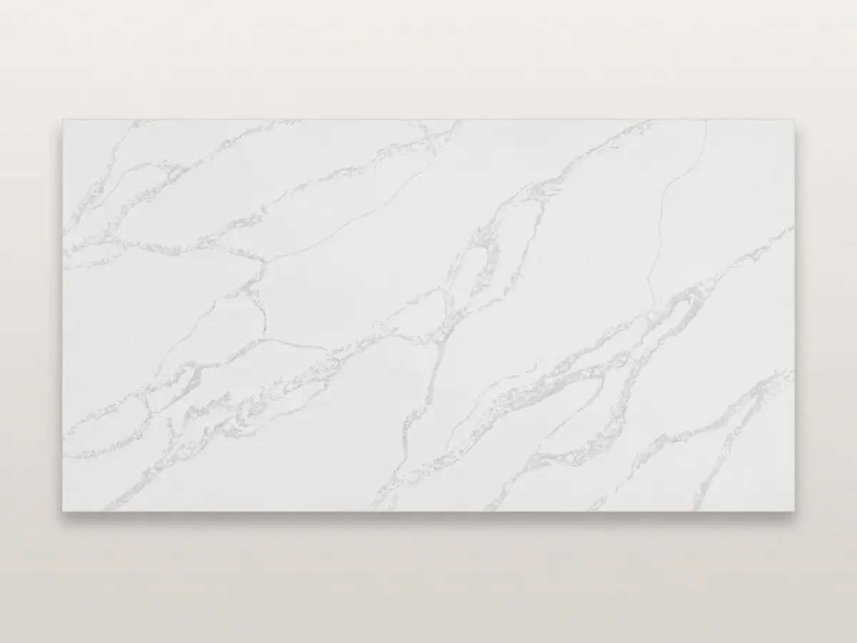 Carrara White quartz slab pattern