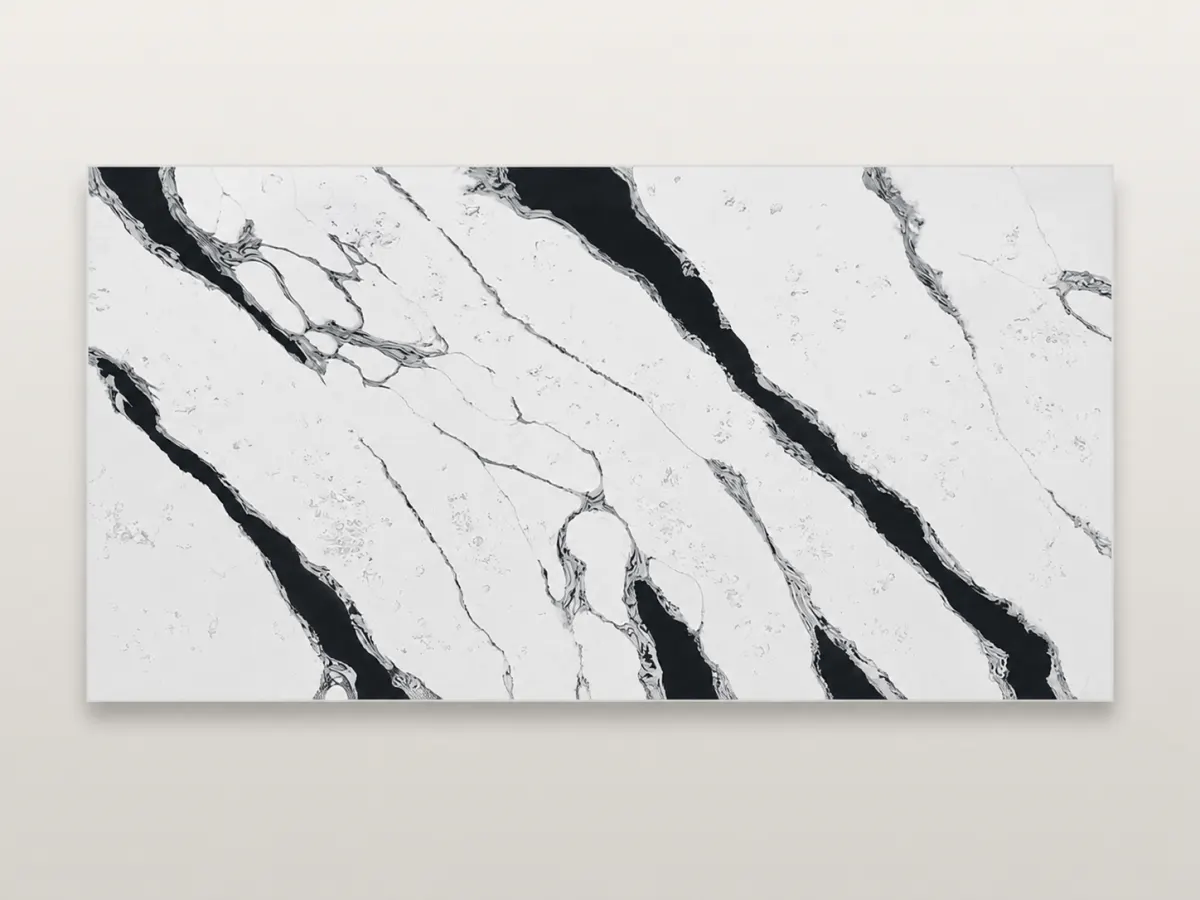 Bold Black Vein quartz slab pattern