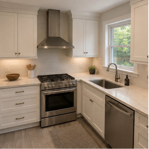 Warm Calacatta kitchen reference 1