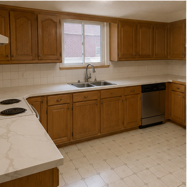 Warm Calacatta kitchen reference 2
