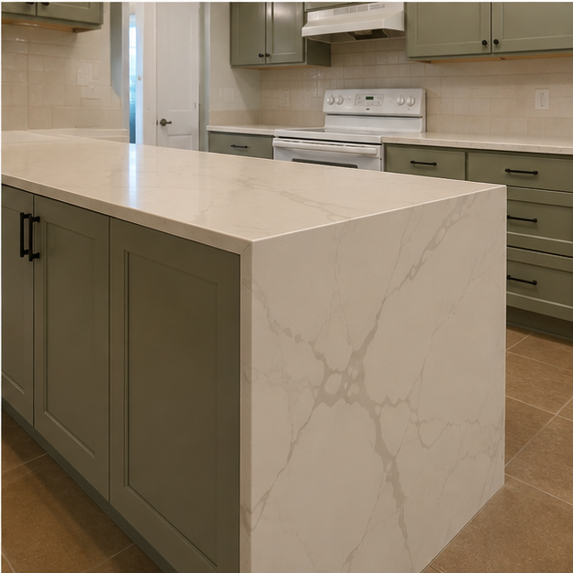 Warm Calacatta kitchen reference 3