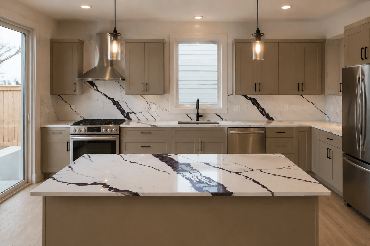 Calacatta Viola kitchen reference 1