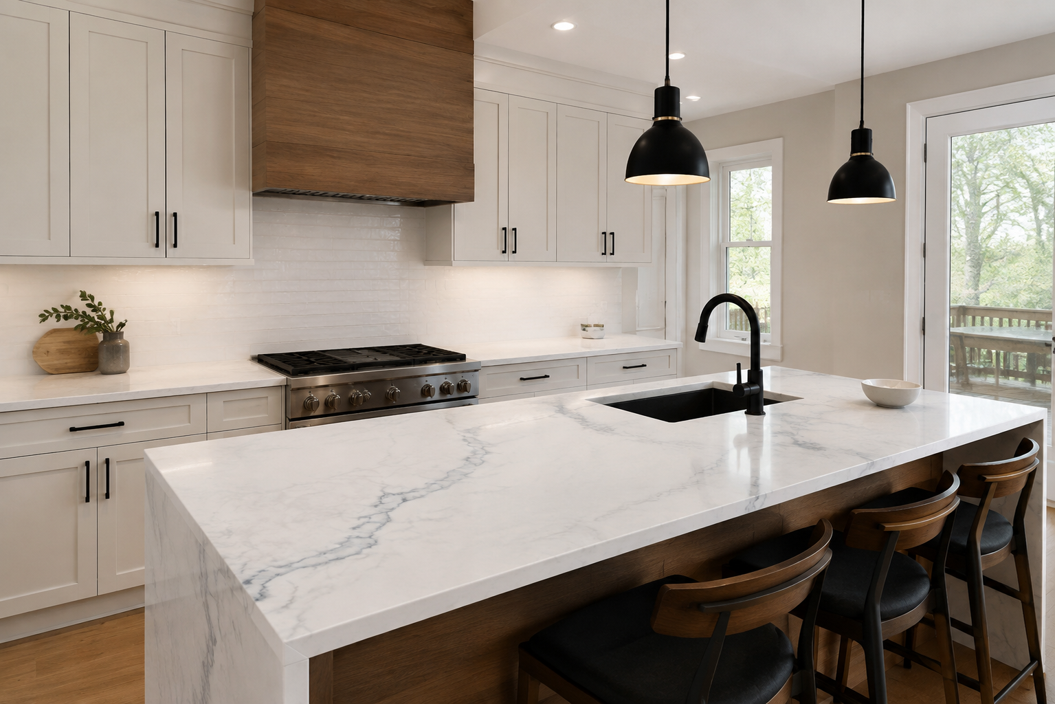 Bold Calacatta kitchen reference 1